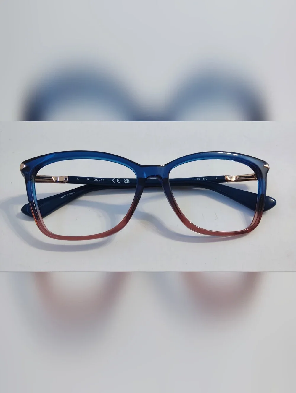 Guess Blue to Brown Gradient Square Women's Eyeglasses Frame. Pre-owned.